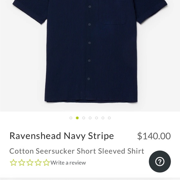 Oliver Sweeney, Ravenshead Navy Stripe. Cotton Seersucker Short Sleeved Shirt M - Picture 3 of 3
